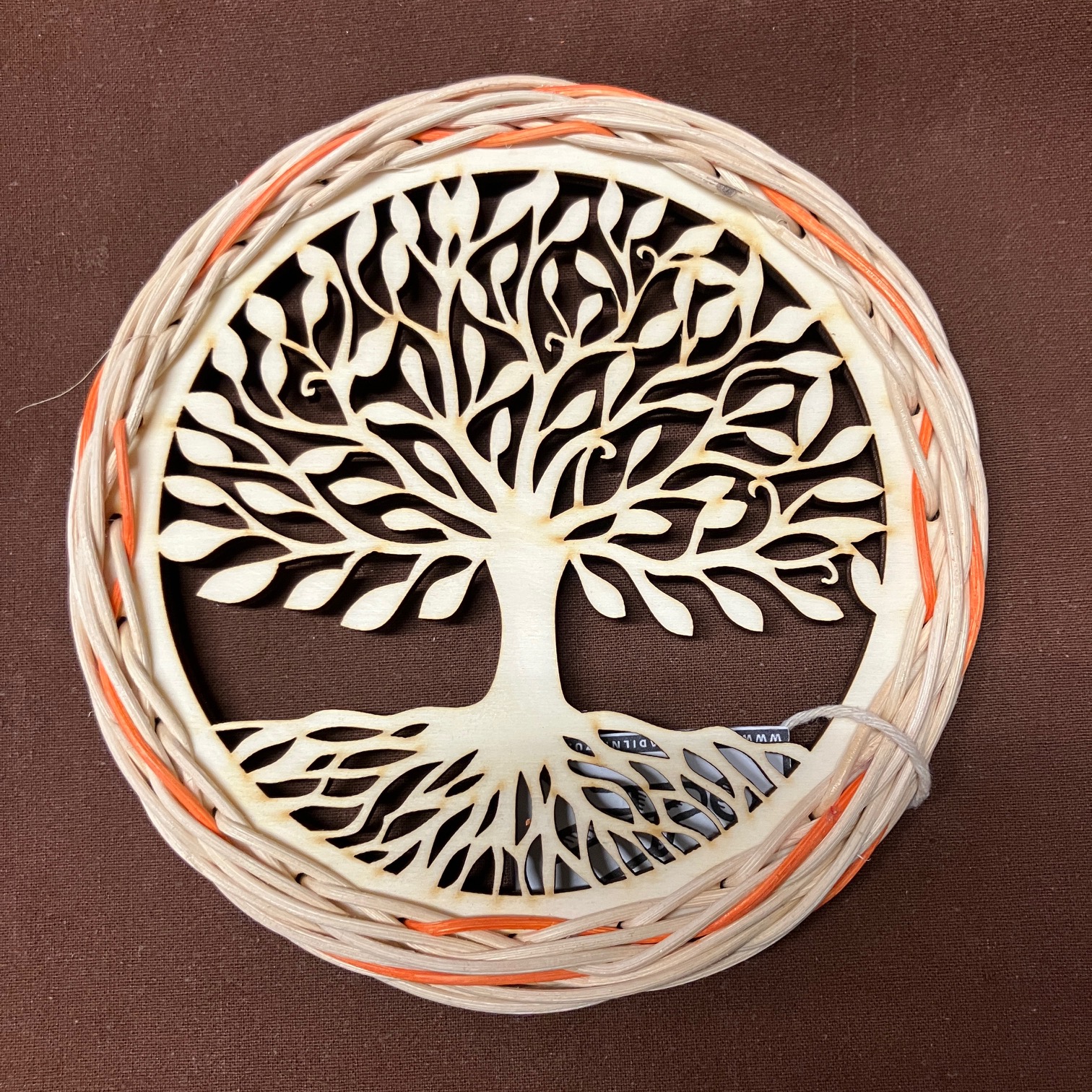 Strom života malý, opletený oranžovým a přírodním pedigem
