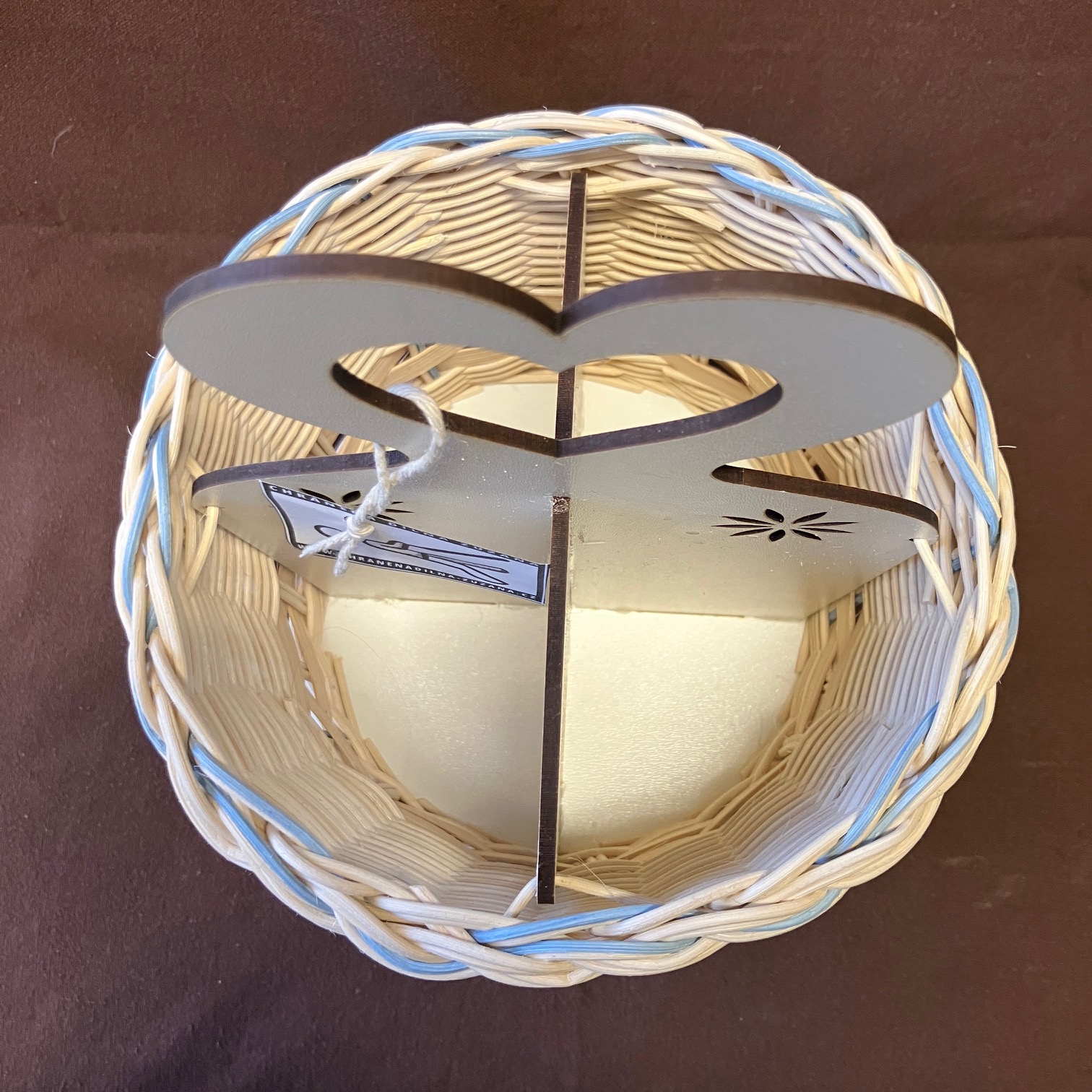 Příborník přírodní se světle modrým dekorem a přírodní šénou - Obrázek 2