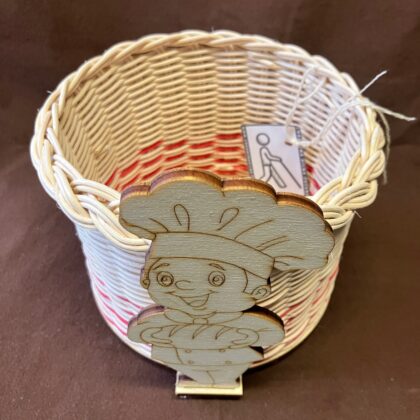 Vařečkovník přírodní s červeným dekorem dřevěnou ozdobou