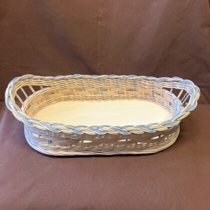 Tác malý přírodní se světle modrým dekorem a topolovým dnem