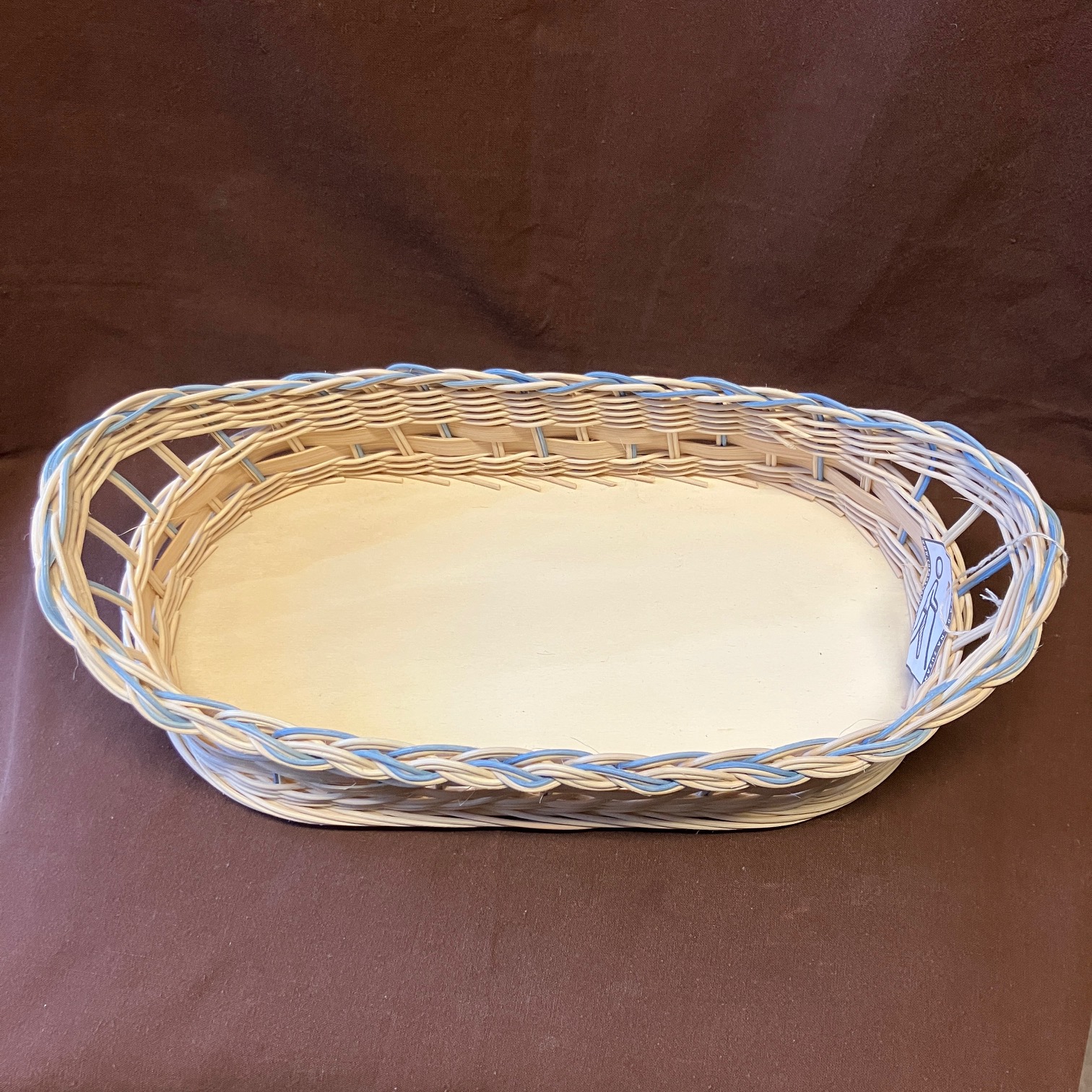 Tác malý přírodní se světle modrým dekorem a topolovým dnem - Obrázek 2