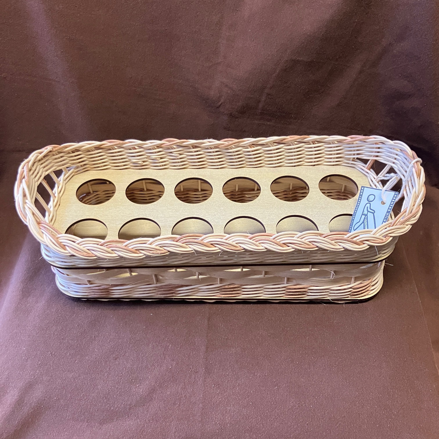 Nosič vajíček přírodní se světle hnědým dekorem a přírodní šénou