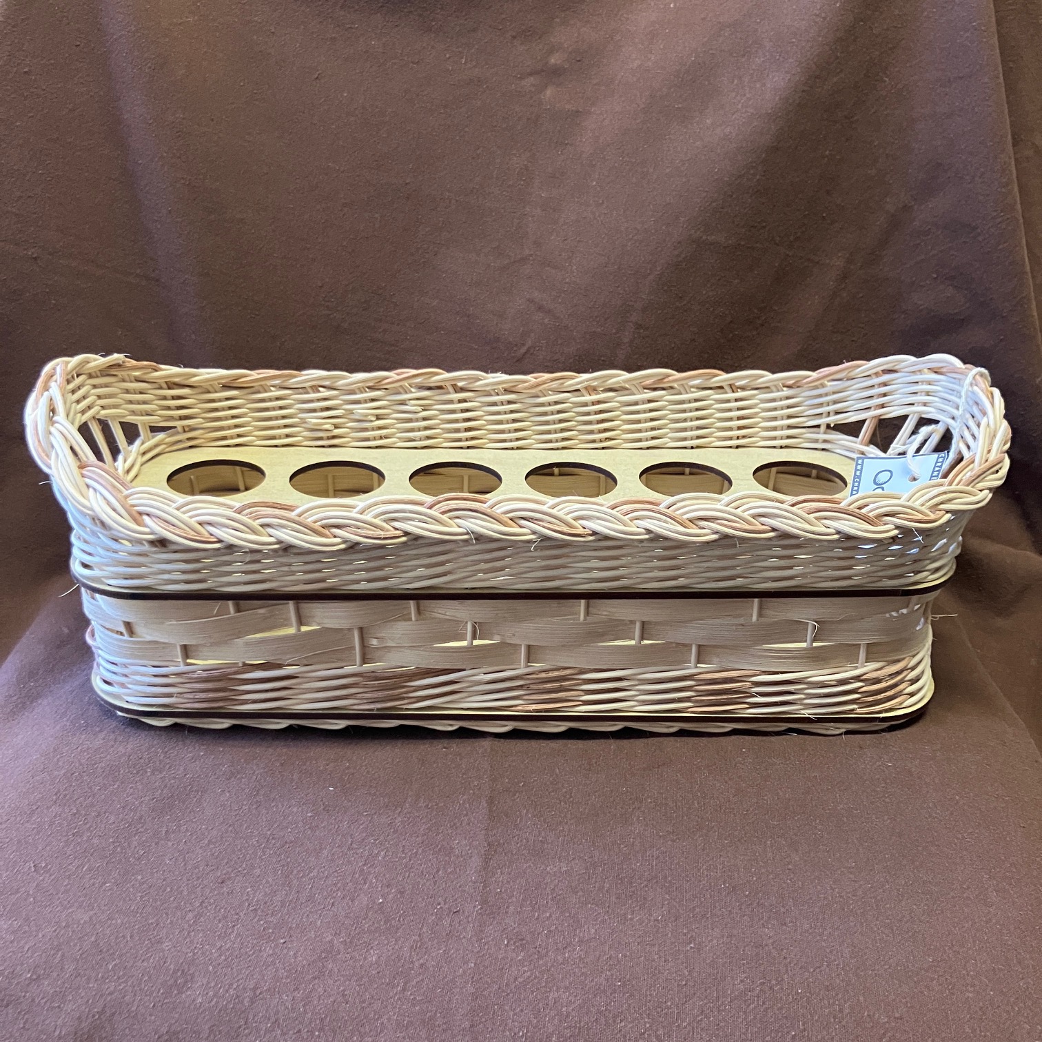 Nosič vajíček přírodní se světle hnědým dekorem a přírodní šénou - Obrázek 3