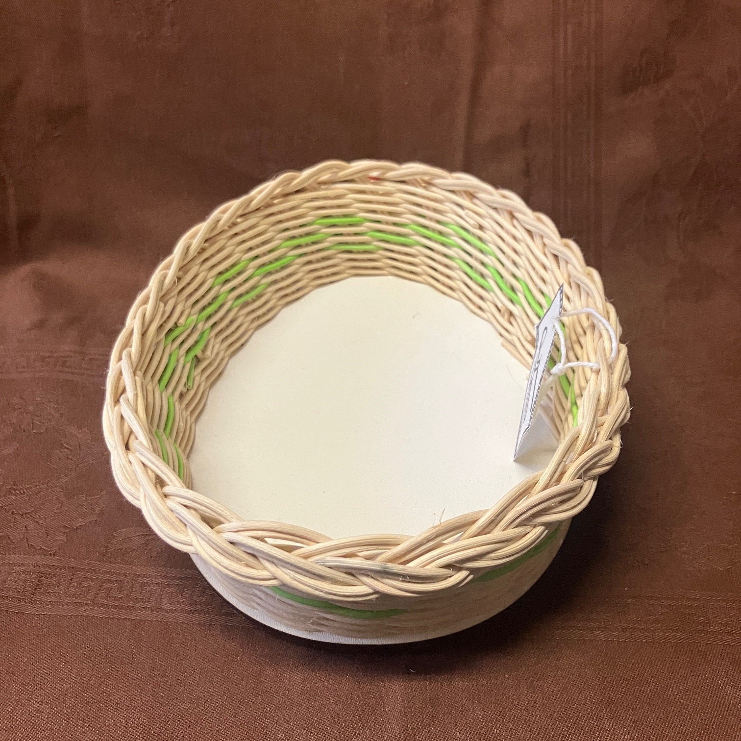 Tác ve tvaru vejce přírodní se zeleným dekorem - Obrázek 2