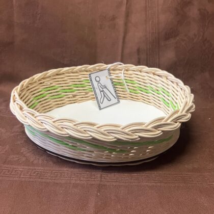 Tác ve tvaru vejce přírodní se zeleným dekorem