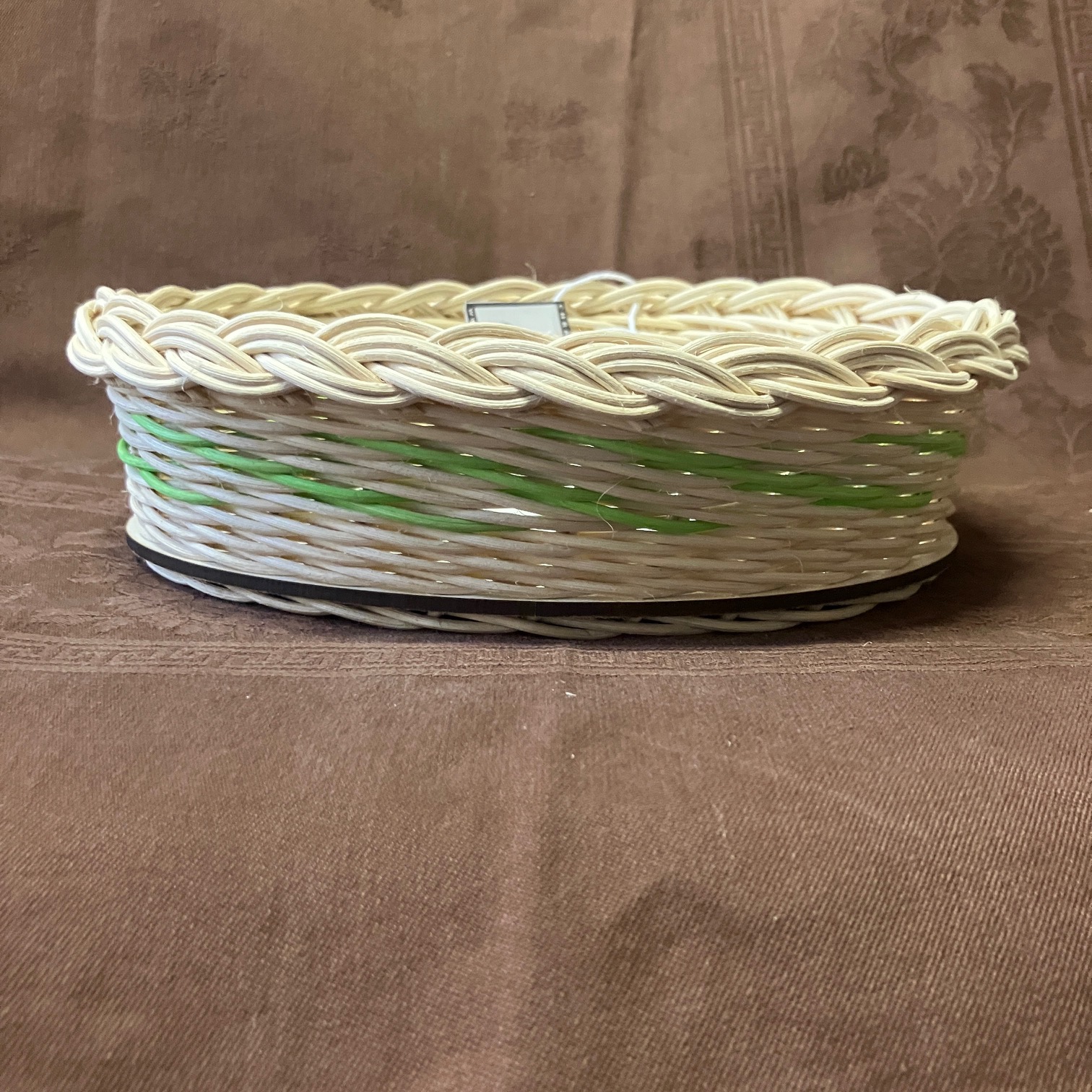 Tác ve tvaru vejce přírodní se zeleným dekorem - Obrázek 4