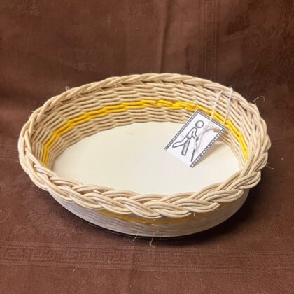 Tác ve tvaru vejce přírodní se žlutým dekorem