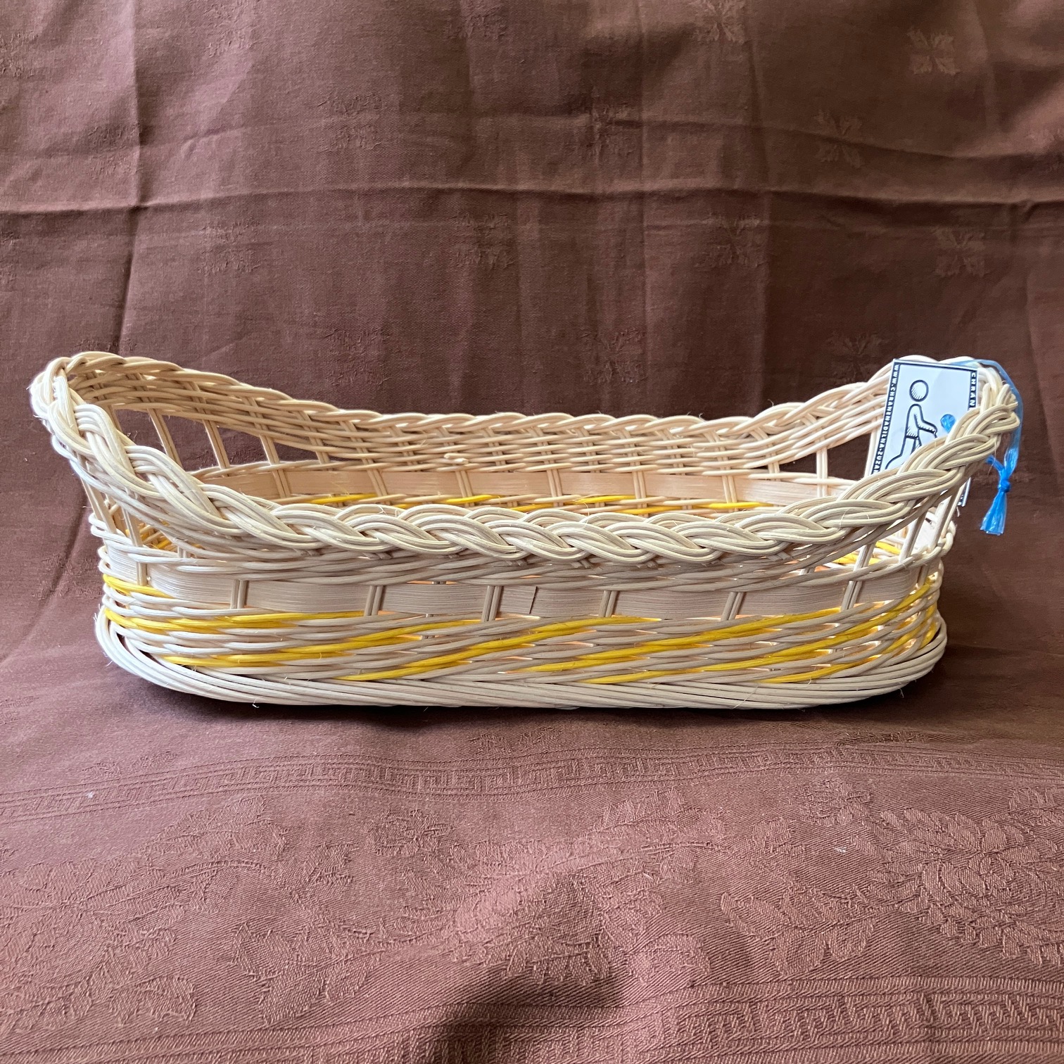 Tác malý přírodní s přírodní šénou a žlutým dekorem - Obrázek 3
